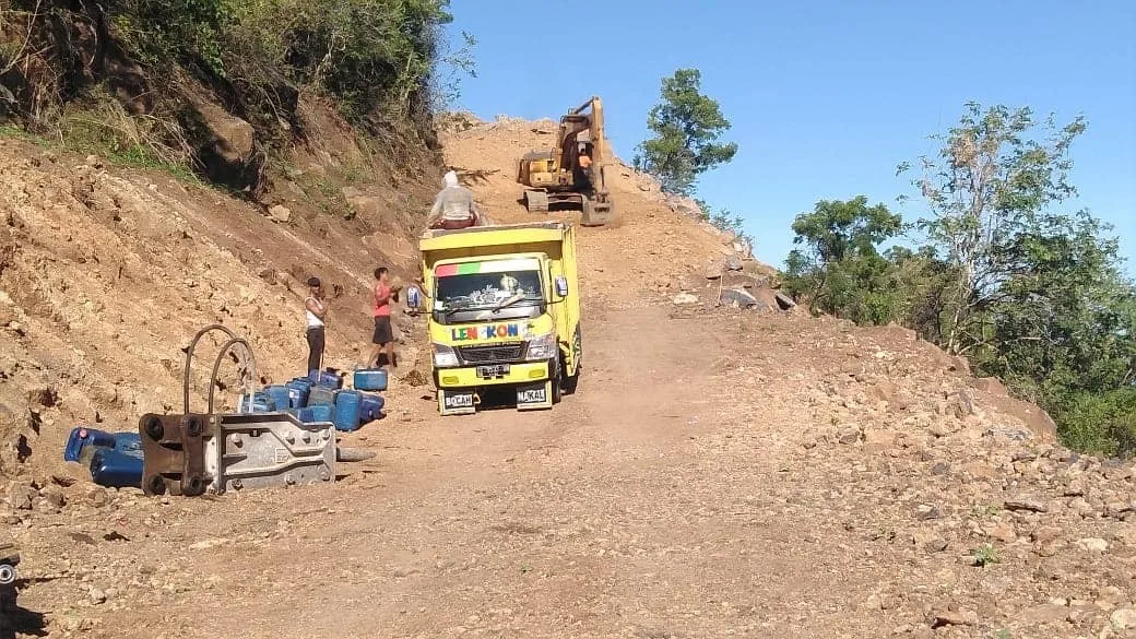 June 2023 — cleared timber being hauled out by truck