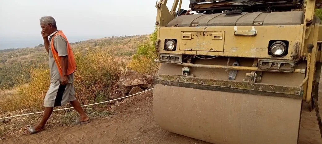 October 2023 — a roller grading the site