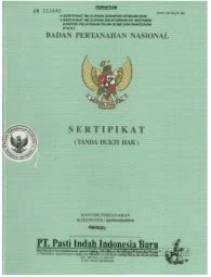 The cover of a land certificate (Sertipikat)